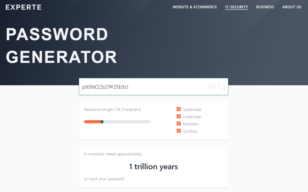 Experte free password generator